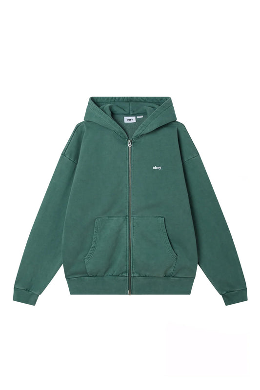Obey Lowercase Pigment Zip Hood Pine Needle - BONKERS