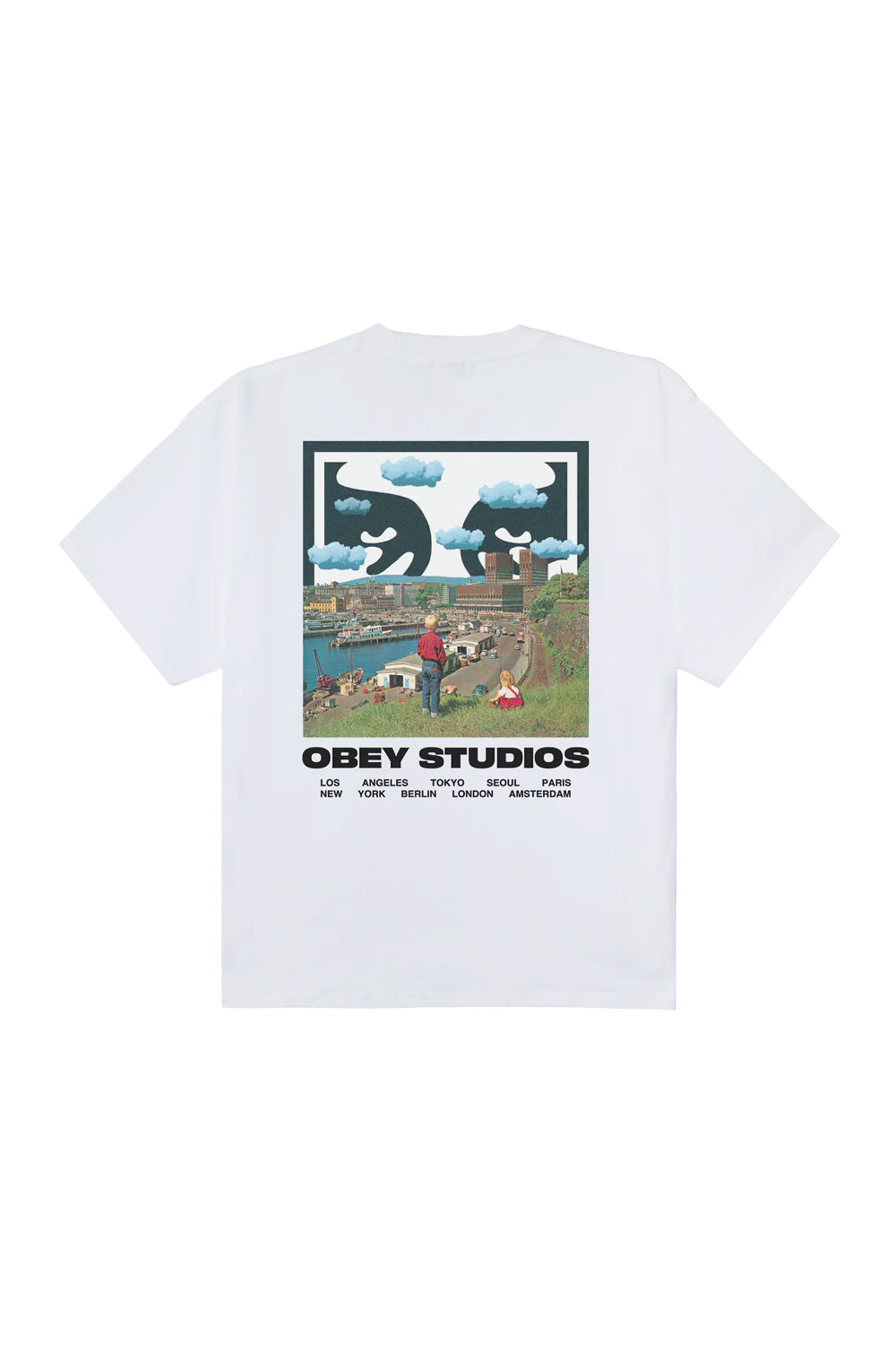 Obey Sky Face Heavyweight T-Shirt White - BONKERS