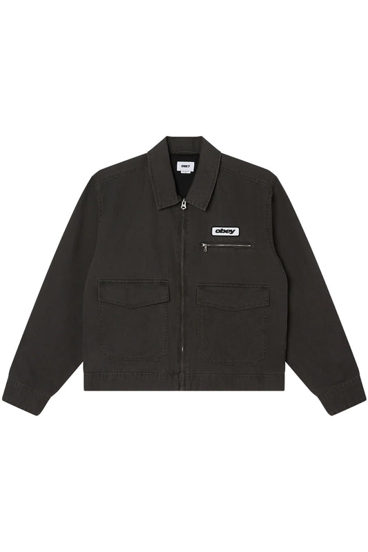 Obey Walter Work Jacket Black Faded Wash - BONKERS