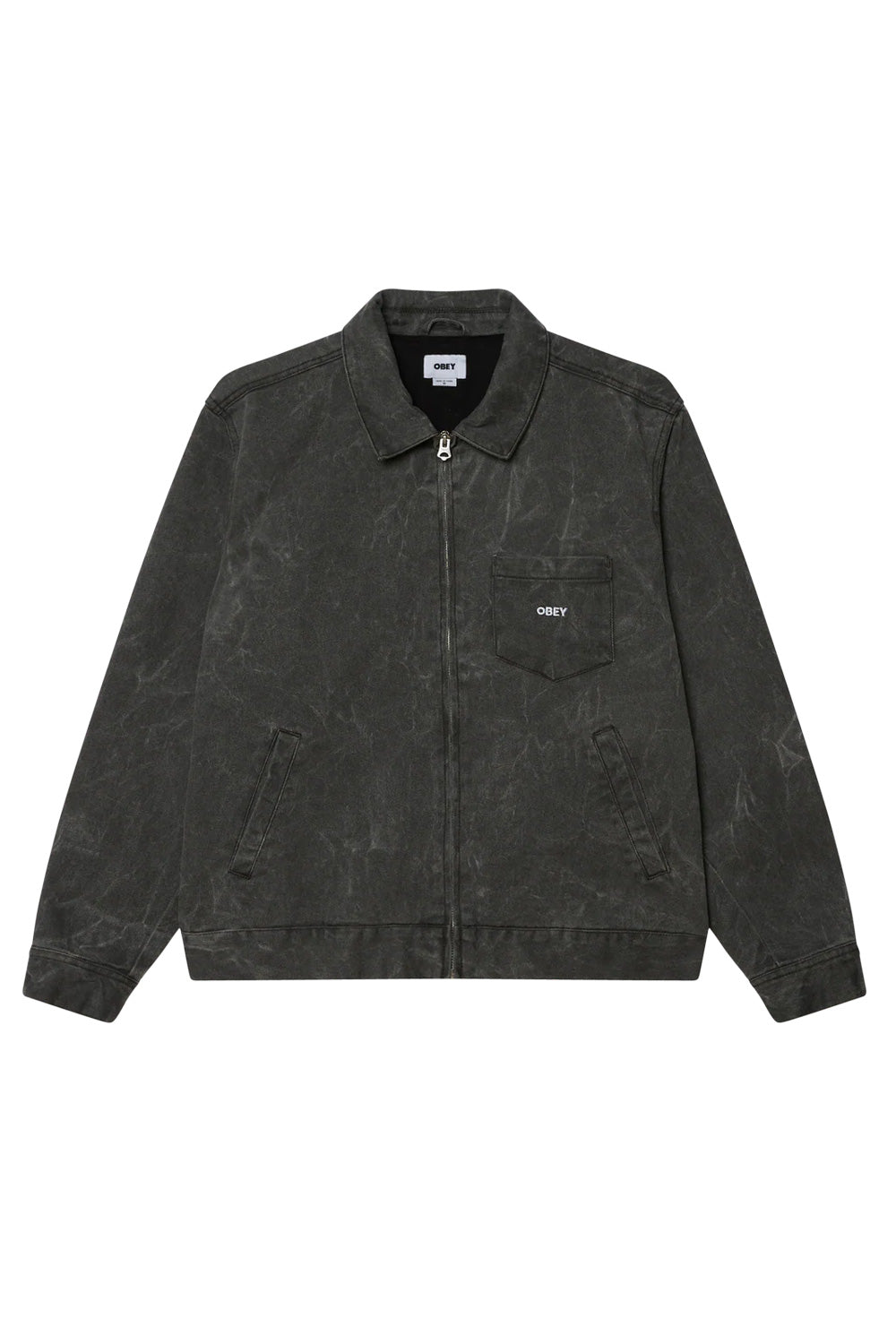 Obey Workman Zip Jacket Black (Wrinkle Wash) - BONKERS