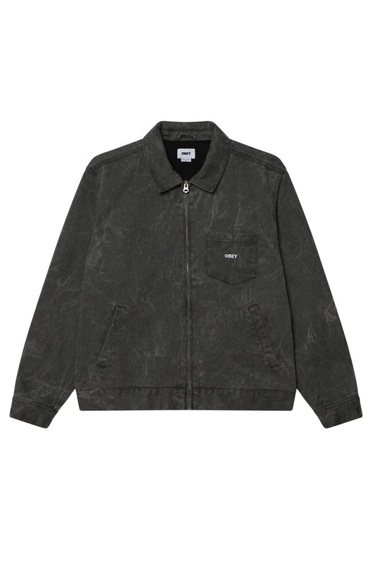 Obey Workman Zip Jacket Black (Wrinkle Wash) - BONKERS