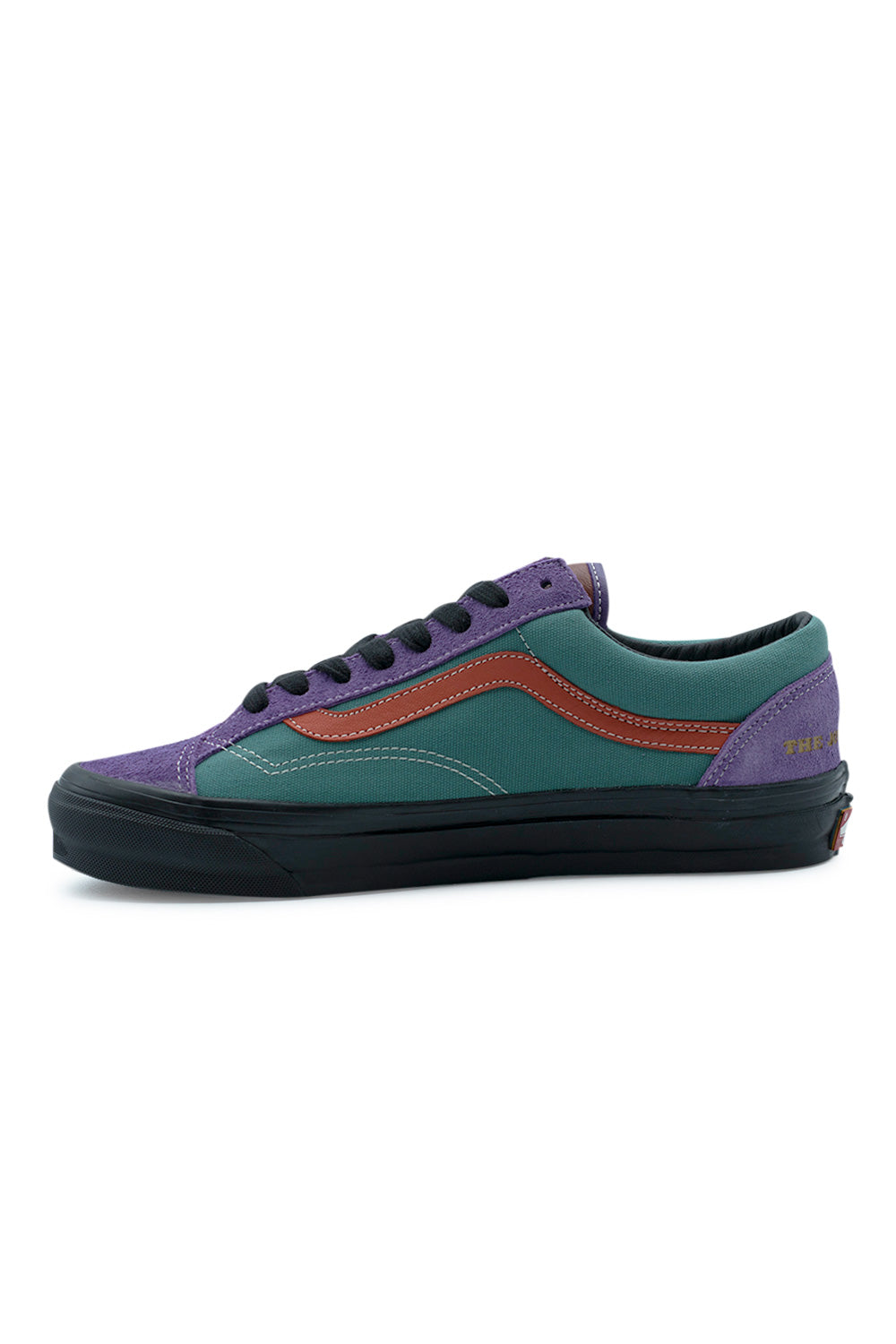 Lateral view of Vans OTW Style 36 Ivy Green featuring durable canvas sidewalls, textured suede eyestays and classic vulcanized skate sole for everyday wear