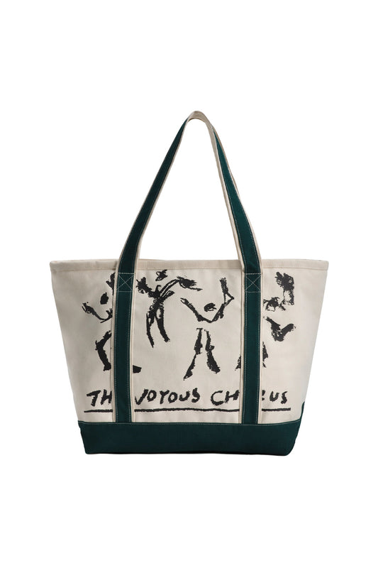 OTW by Vans x Julian Klincewicz canvas tote bag in Natural with Joyous Chorus graphic print, heavy-duty cotton construction and dark green reinforced handles