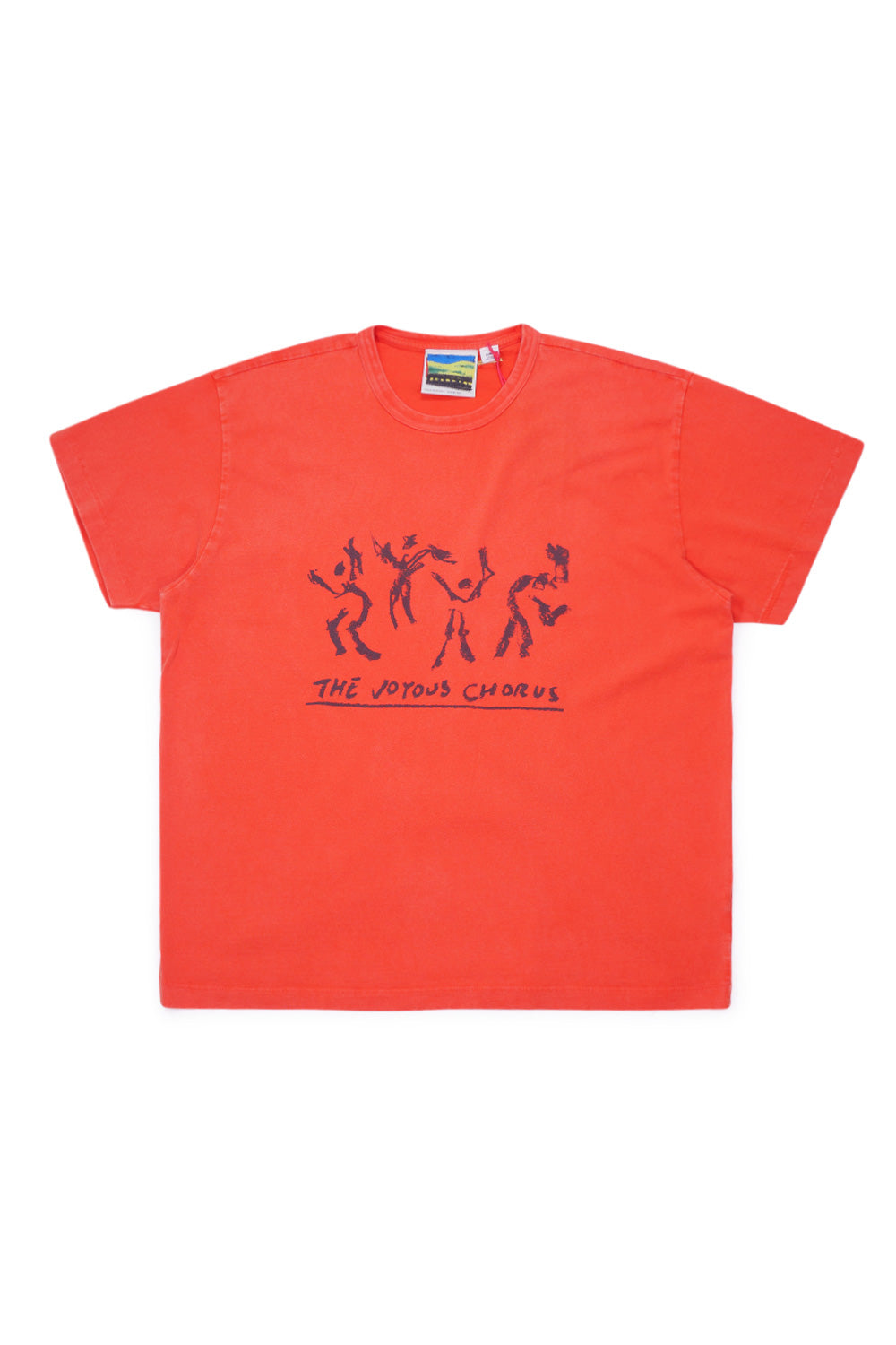 OTW by Vans x Julian Klincewicz Washed SS T-Shirt Mandarin Red with hand-drawn Joyous Chorus artwork, cropped wide fit and vintage washed cotton construction