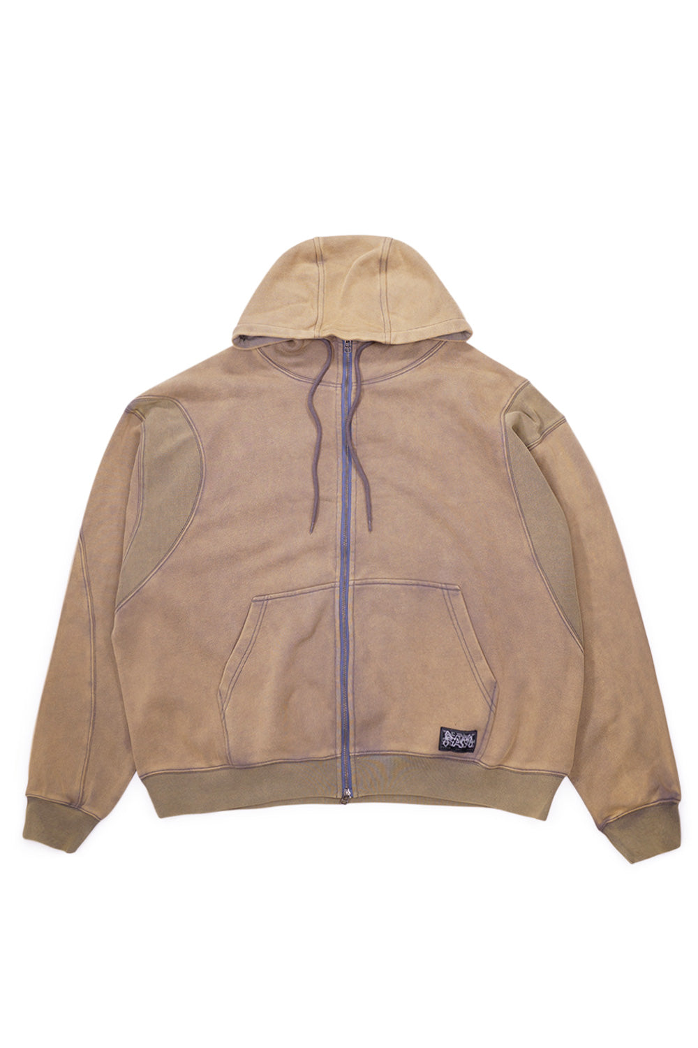 Perks And Mini Thunderdome Zip Through Hooded Sweat Sandstone Wash