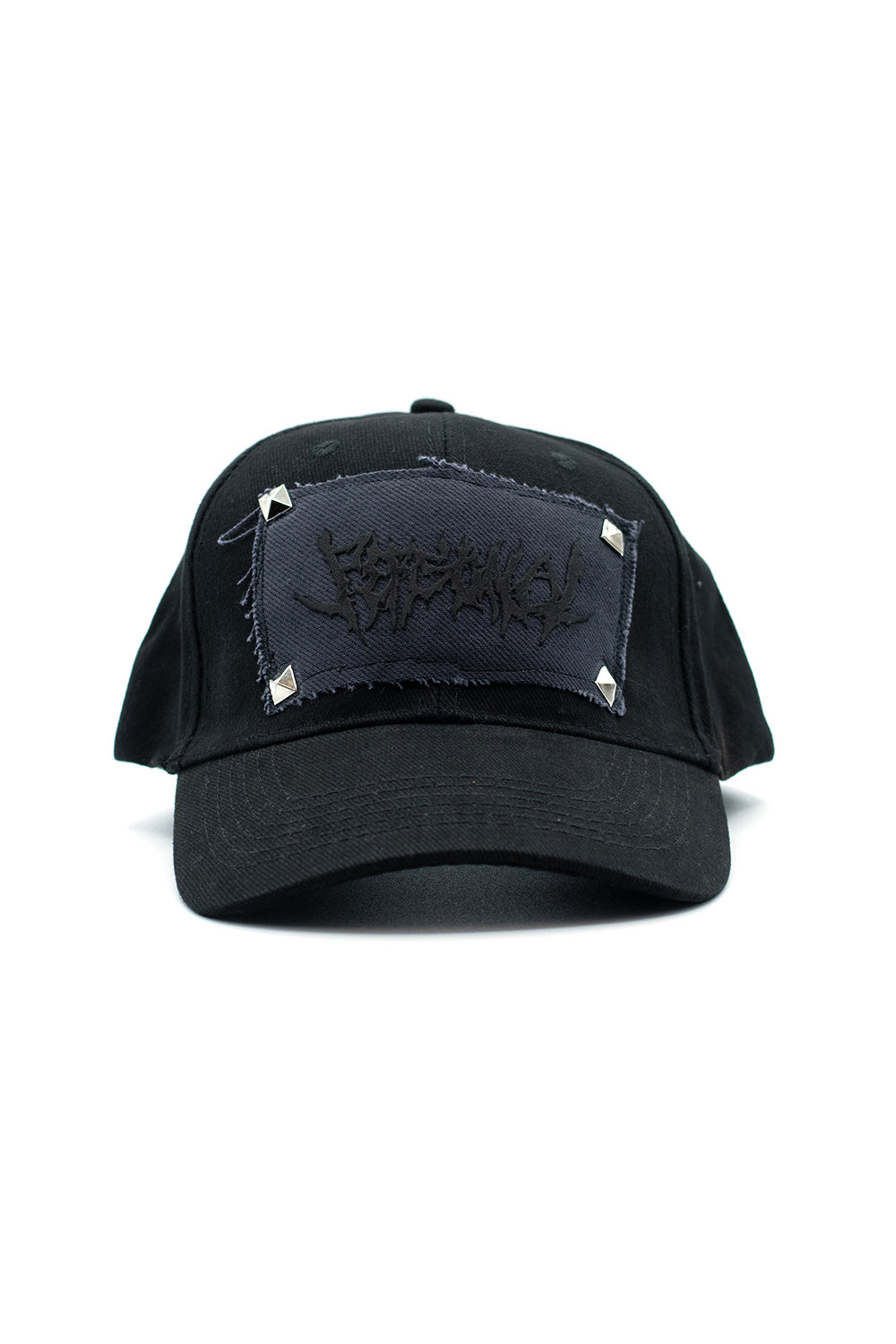 Personal Joint A Studded + Patch Denim 6 Panel Cap Schwarz