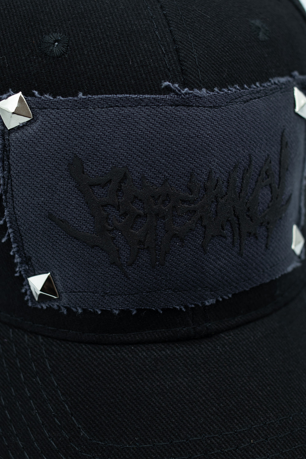 Personal Joint A Studded + Patch Denim 6 Panel Cap Schwarz