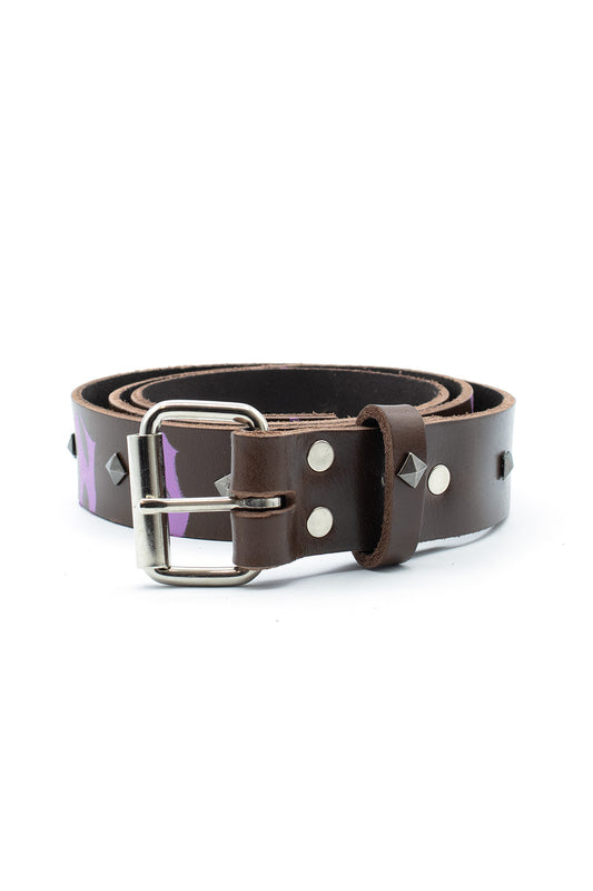 Personal Joint Studded Leather Belt Brown - BONKERS