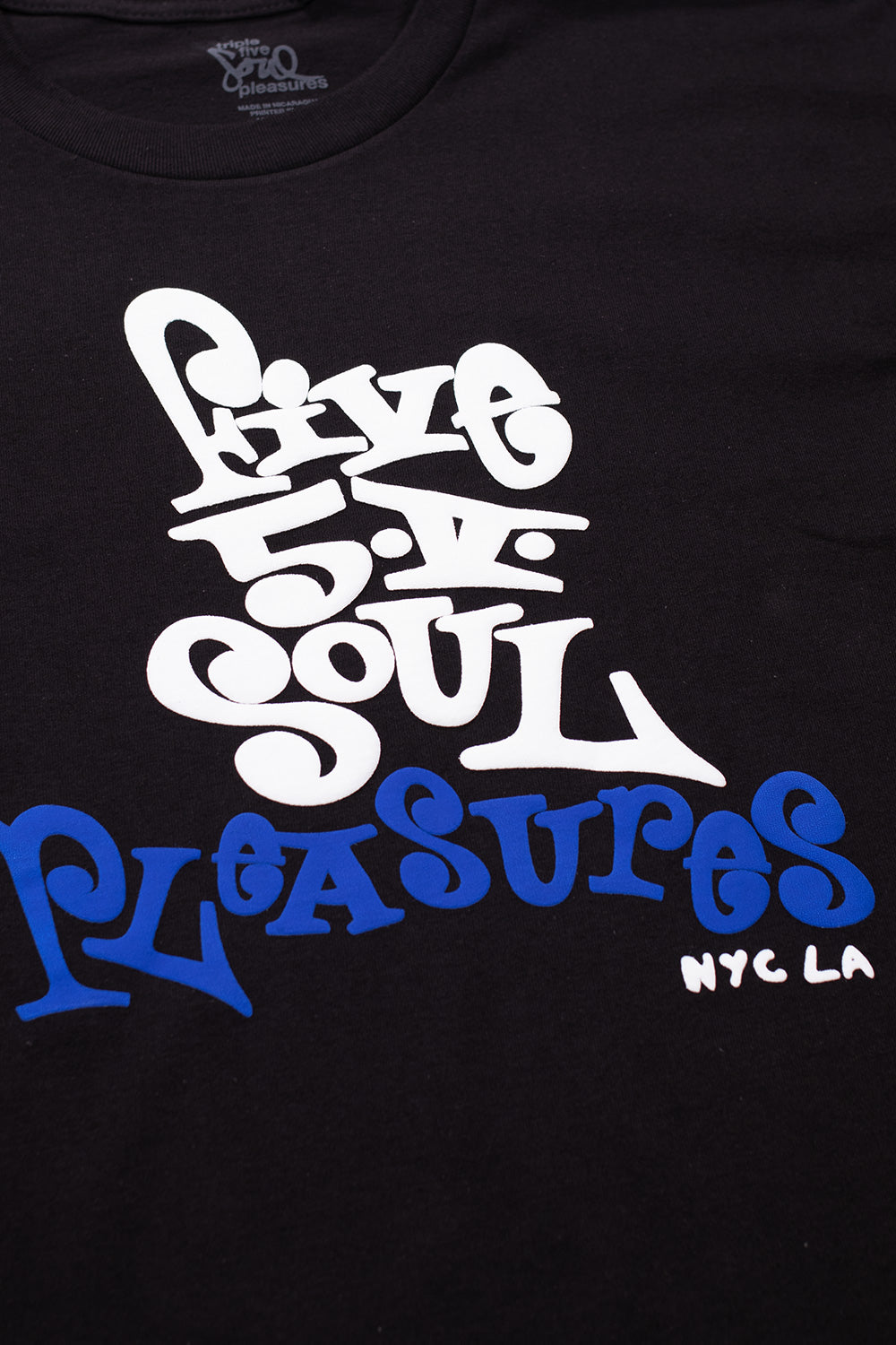 Pleasures X Triple 5 Soul Five 5 V T-Shirt Black - BONKERS