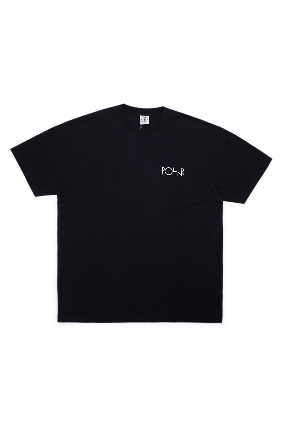 Vorderansicht des Polar Skate Co. Stroke Logo T-Shirts in Schwarz – hochwertiges Baumwollshirt mit lockerer Passform
