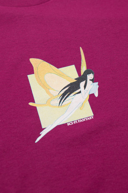 Sci-Fi Fantasy Moth Girl T-Shirt Berry - BONKERS