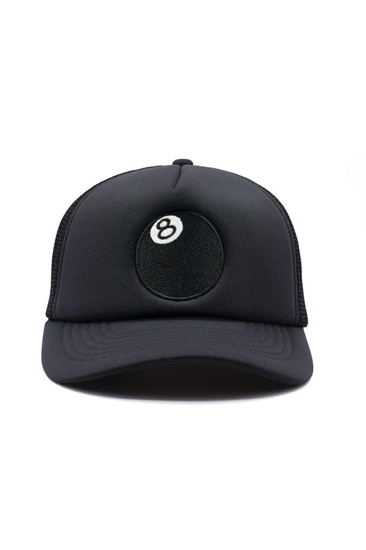 Stussy 8 Ball Trucker Cap Black - BONKERS