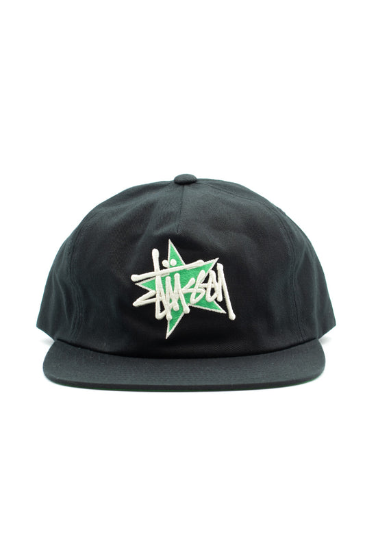 Stussy Basic Star Stapback Cap Black - BONKERS