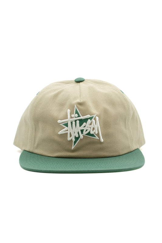 Stussy Basic Star Stapback Cap Khaki - BONKERS