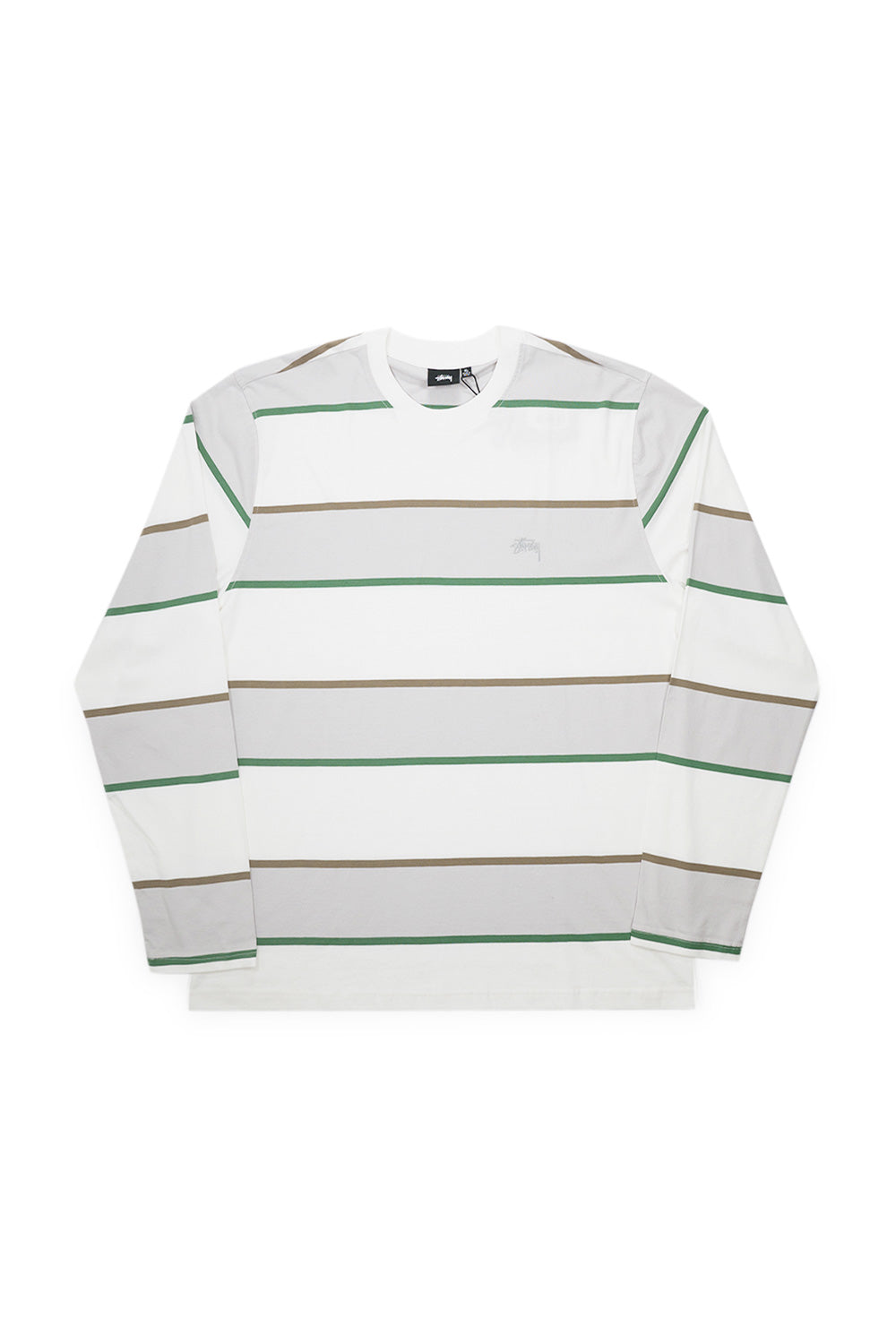 Stussy Bold Stripe Longsleeve Crew Bone - BONKERS