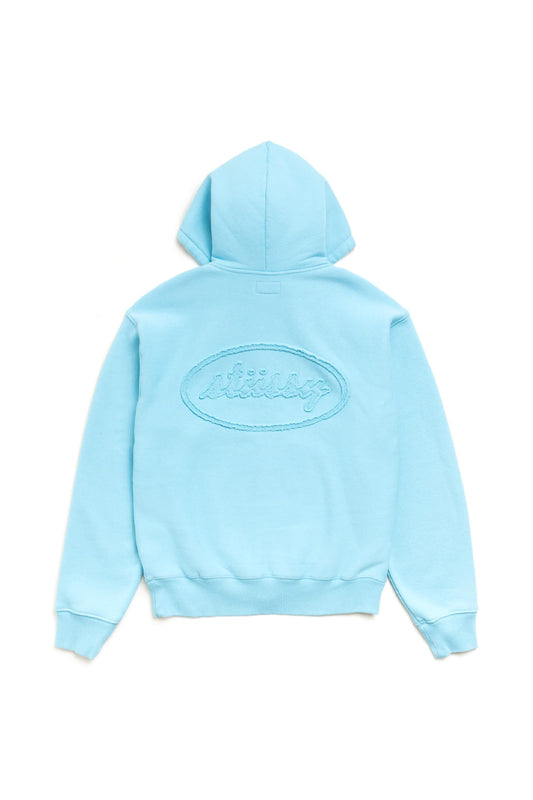 Stüssy Cursive Applique Zip Hood Aqua