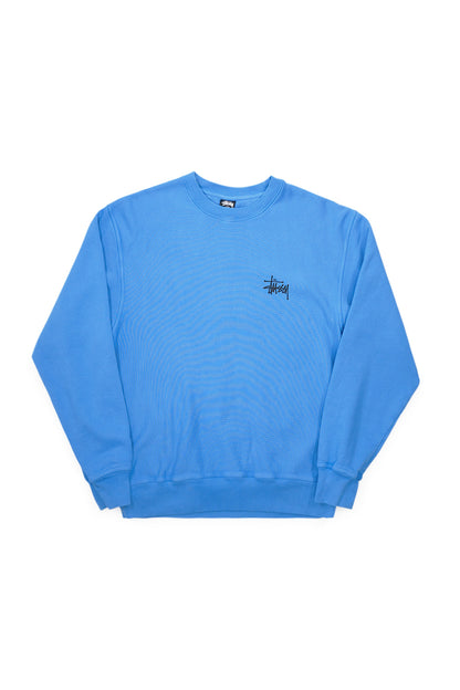 Stussy Pigment Dyed Basic Logo Crewneck Blue - BONKERS