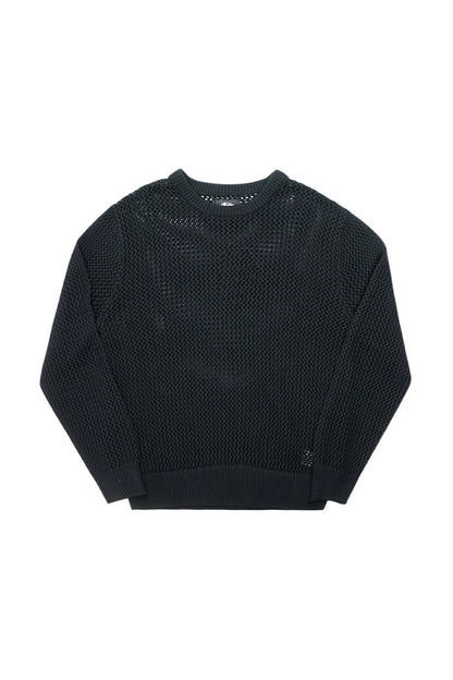 Stussy Pigment Dyed Loose Gauge Sweater Solid Black - BONKERS