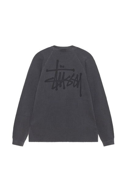 Stussy Raglan Thermal Basic Stock Washed Black - BONKERS