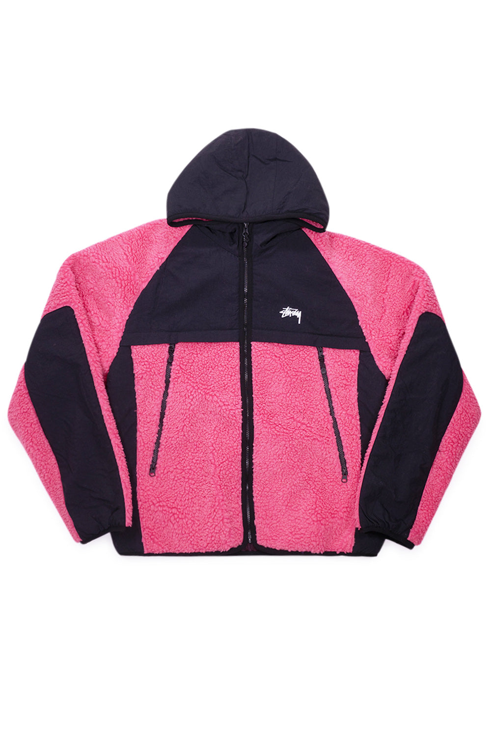 Stussy Sherpa Paneled Hooded Jacket Pink - BONKERS