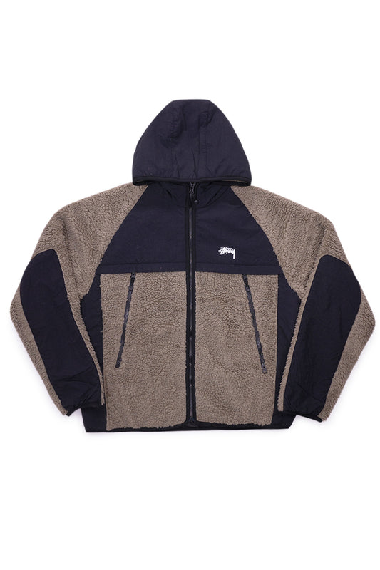 Stussy Sherpa Paneled Hooded Jacket Stone - BONKERS