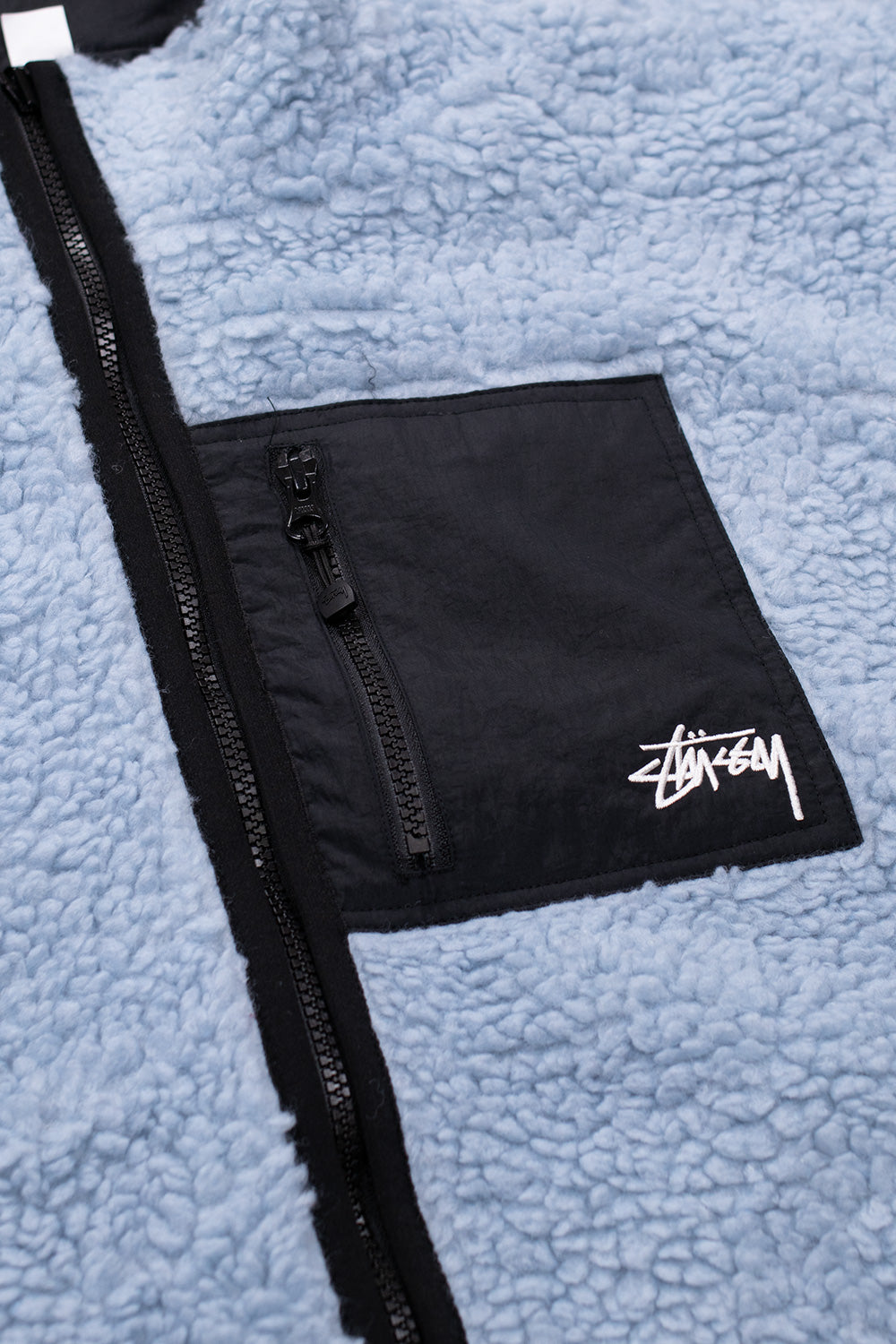 Stussy Sherpa Reversible Jacket Light Denim - BONKERS