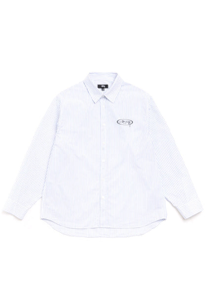 Stüssy Standard LS Shirt Logo Blue Stripe - BONKERS