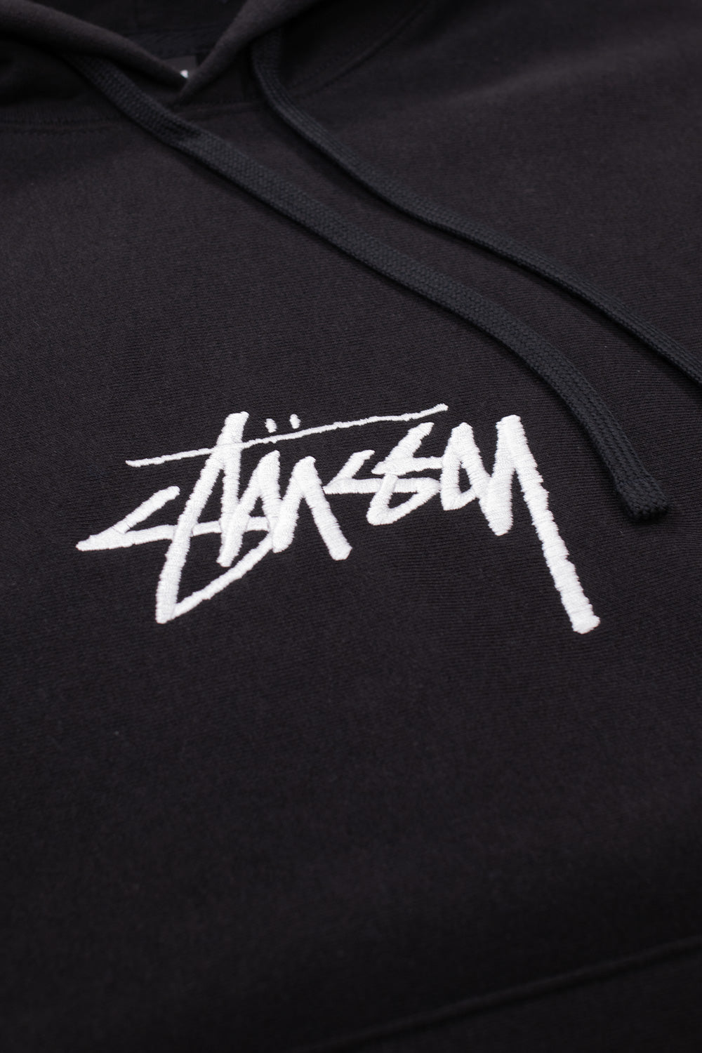 STÜSSY STOCK LOGO outlets APPLIQUE HOODIE BLACK SIZE MEDIUM