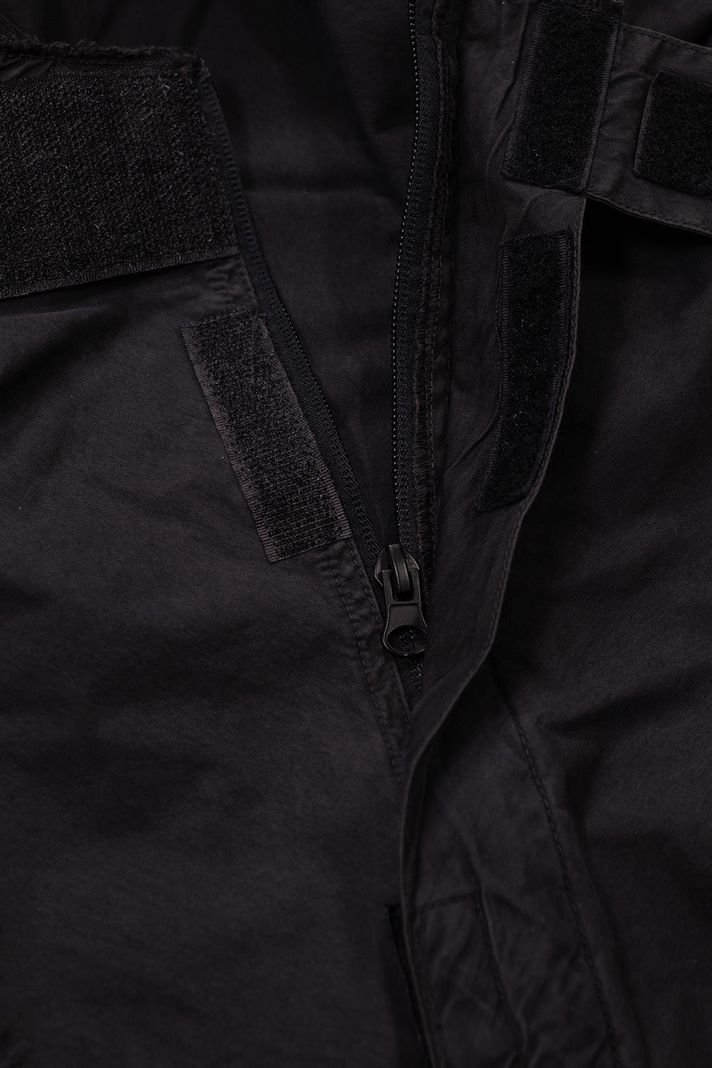 Detail shot of concealed front zip and Velcro fastening on Umbro Mid Field Jacket Dark Olive technical field jacket