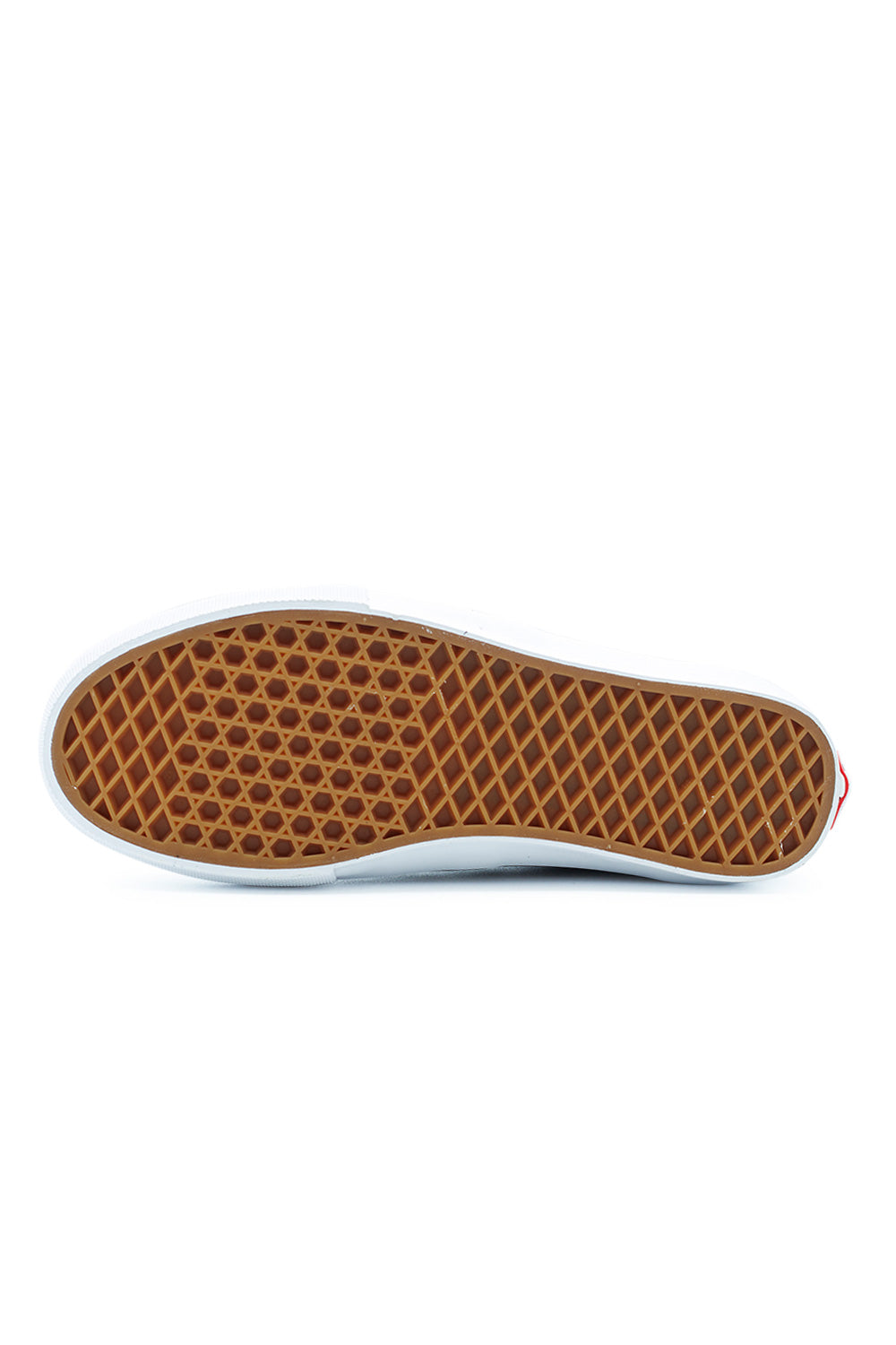 Outsole view of Vans Skate Authentic skateboard sneakers displaying gum waffle tread pattern for maximum grip and board control