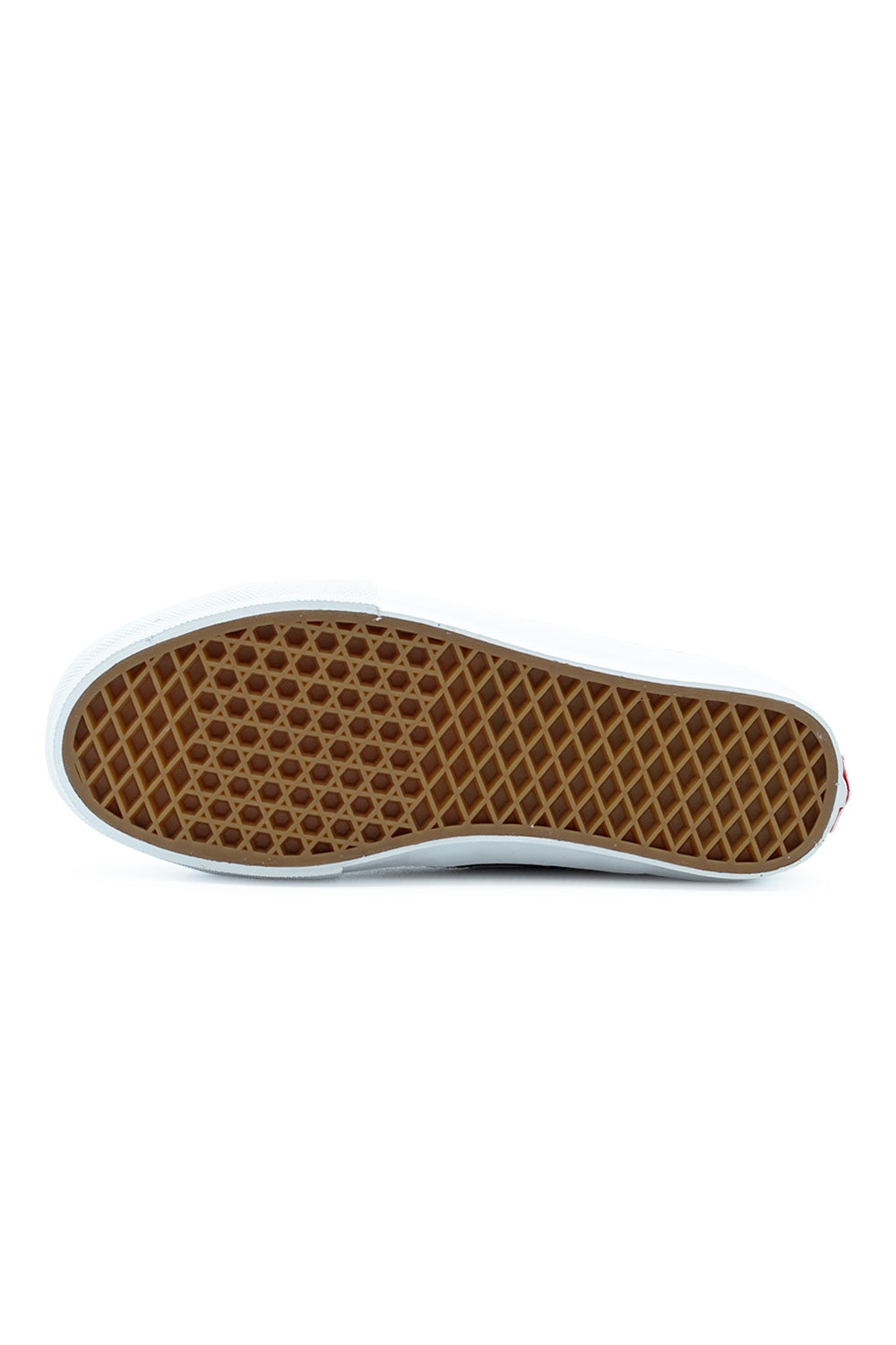 Full bottom view of the gum rubber vulcanized outsole on the Vans Skate AVE Classic shoe, showcasing the SickStick waffle grip pattern engineered for maximum skateboard control, durability, and board feel.