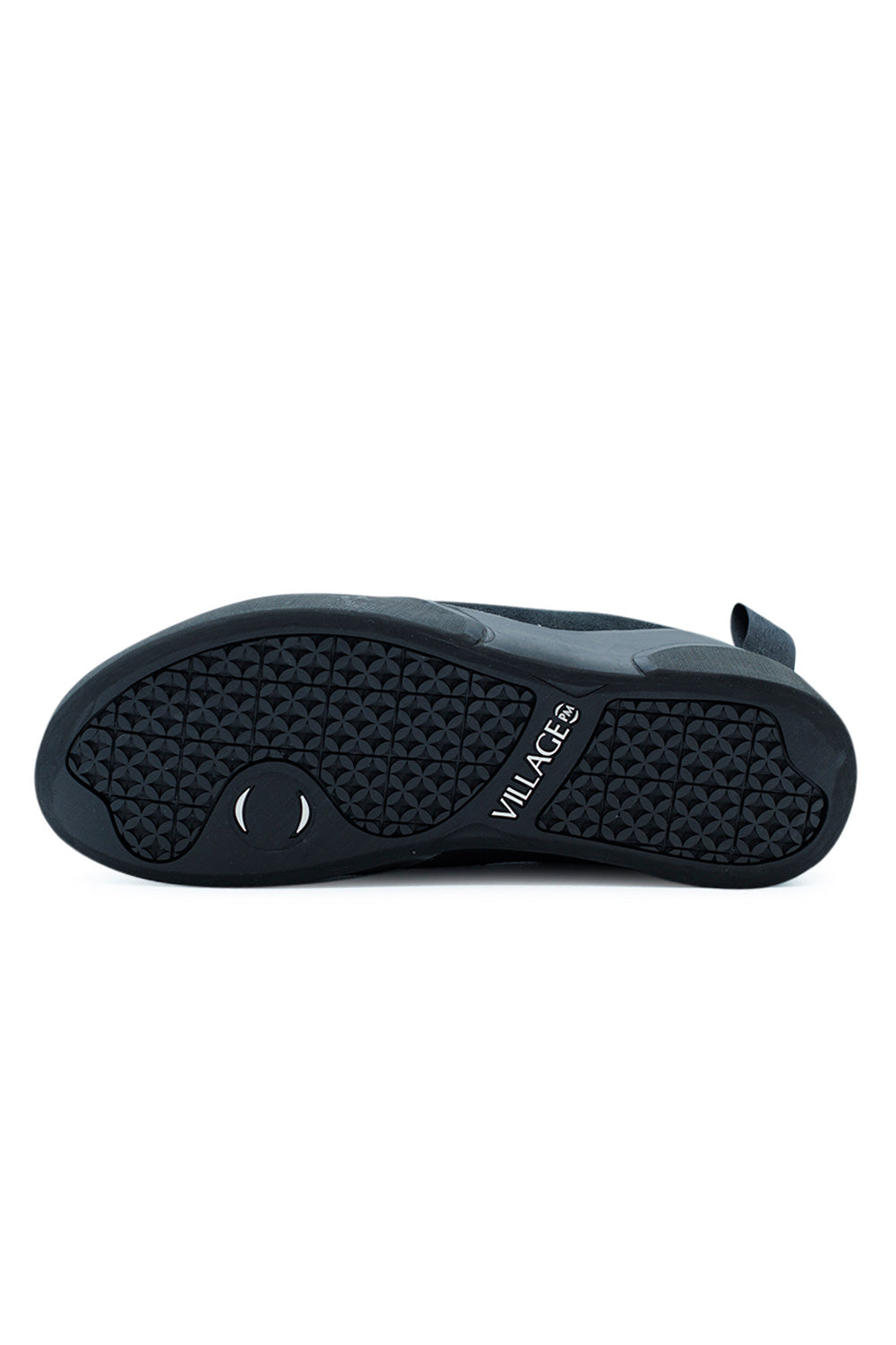 Village PM 1PM Black Natural Black outsole with geometric traction pattern and durable rubber grip engineered for board feel and long-lasting skateboarding performance