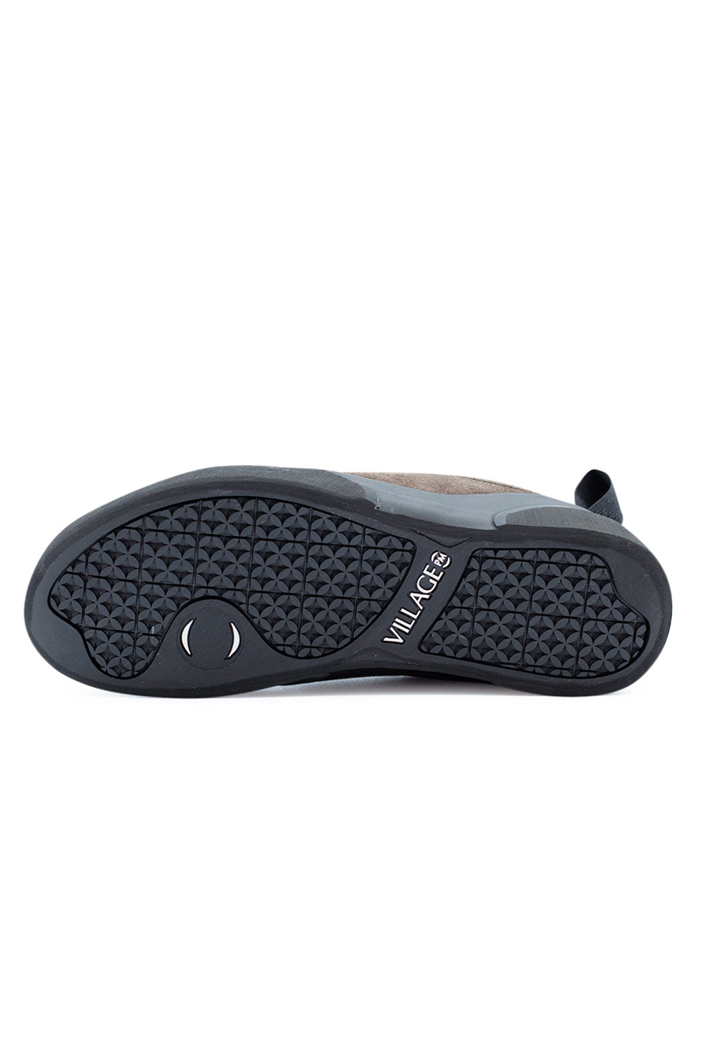 Village PM 1PM Chocolate Natural Black rubber outsole with geometric traction pattern engineered for board grip, stability and long-lasting skate performance