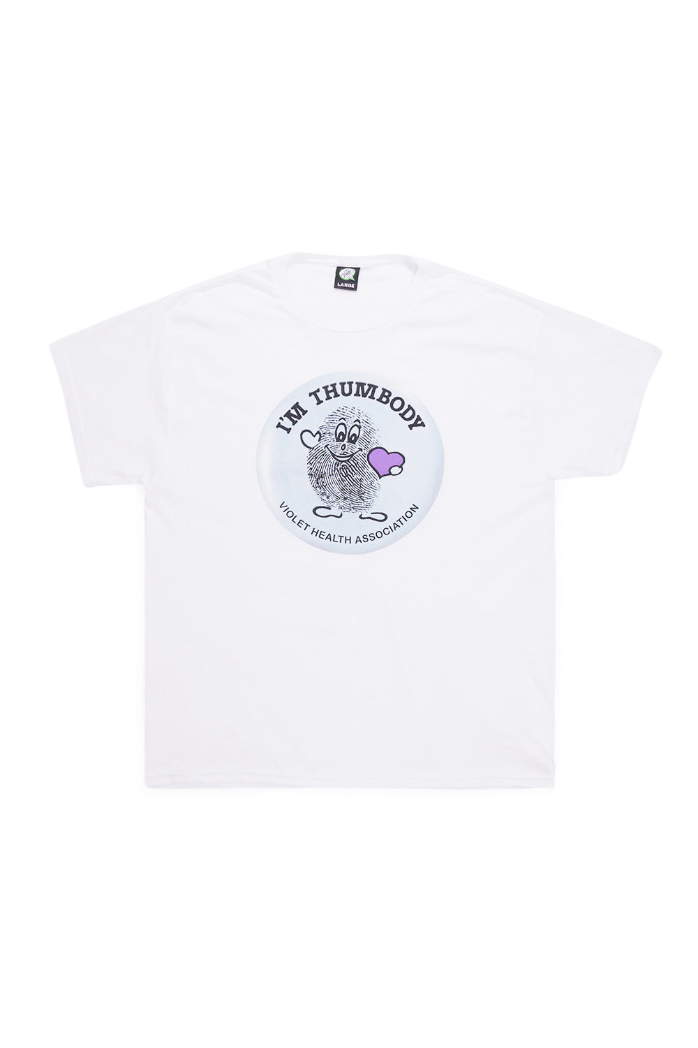 Violet! I'm Thumbody T-Shirt White – Weißes T-Shirt mit humorvollem "I'm Thumbody!" Print für einen lässigen und kreativen Streetwear-Look