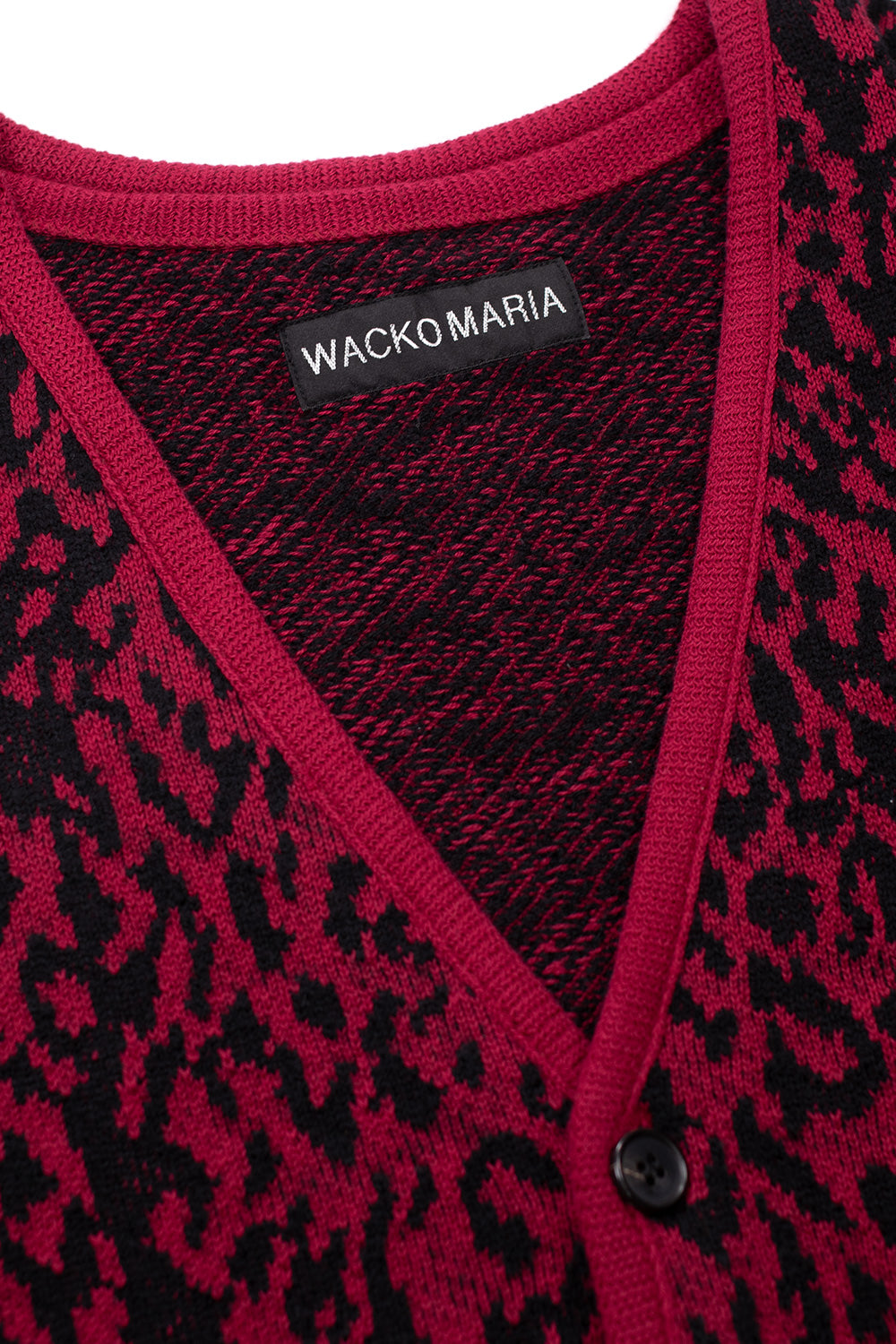 Wacko Maria Leopard Jacquard Cardigan (Type-1) Red