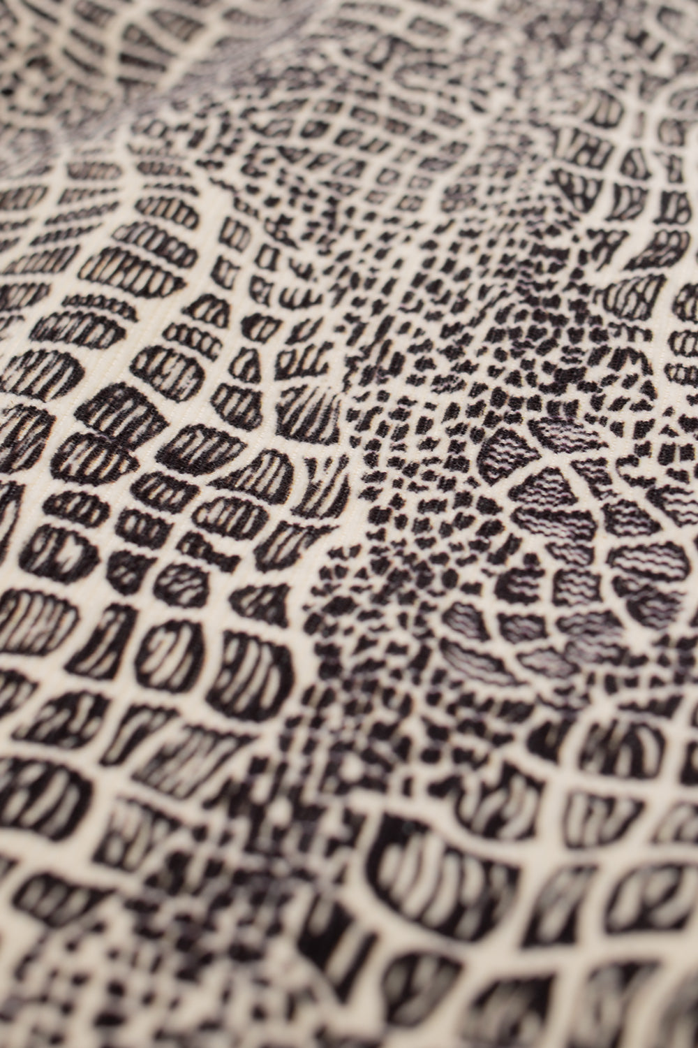 detailed view of Wacko Maria Wolf’s Head all-over print shirt showcasing bold abstract vintage pattern, rockabilly inspired design and high-end Japanese fashion aesthetic