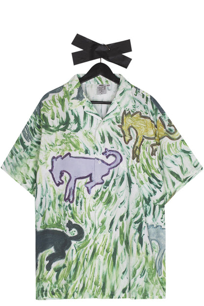 4 Worth Doing Horse Painting Shirt Green - BONKERS