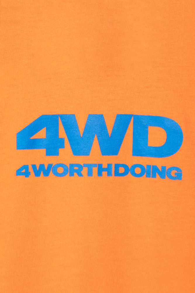 4 Worth Doing Glow In The Dark Logo T-Shirt Neon Orange - BONKERS