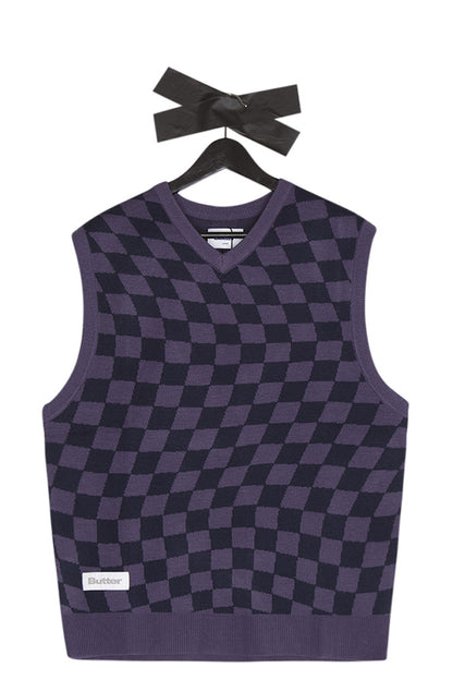 Butter Goods Checker Knit Vest Navy / Indigo - BONKERS