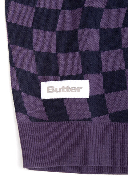 Butter Goods Checker Knit Vest Navy / Indigo - BONKERS