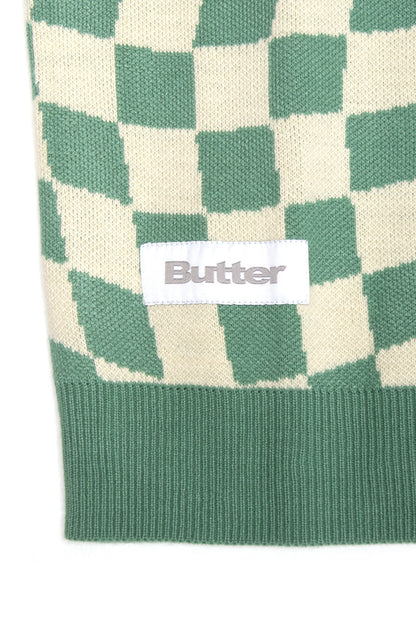 Butter Goods Checker Knit Vest Seafoam / Bone - BONKERS