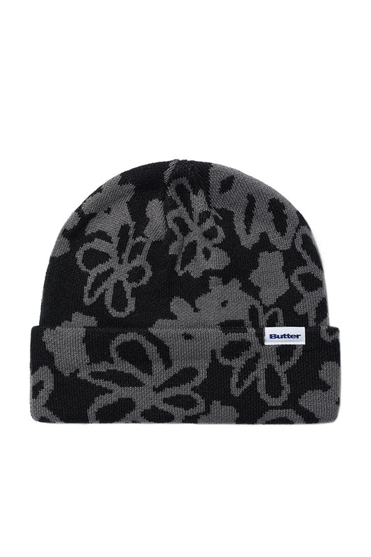 Butter Goods Flower Beanie Black - BONKERS