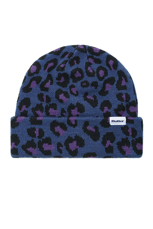 Butter Goods Leopard Beanie Navy - BONKERS