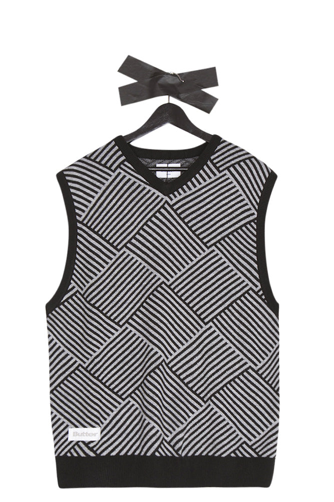 Butter Goods Parquet Knit Vest Black / Grey - BONKERS