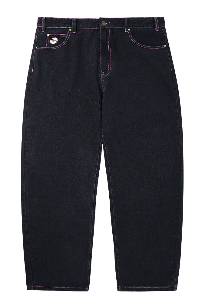 Butter Goods Santosuosso Denim Baggy Pants Washed Black (Pink Seams)