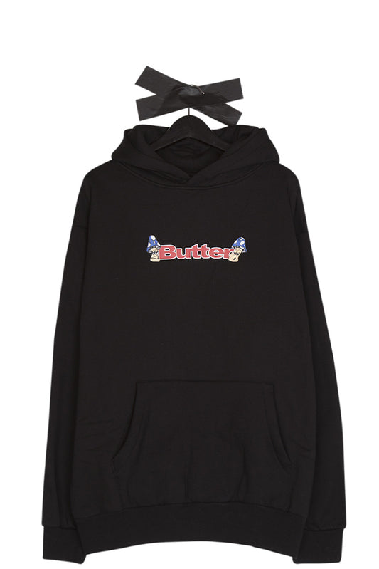 Butter Goods Shrooms Logo Hoodie Black - BONKERS