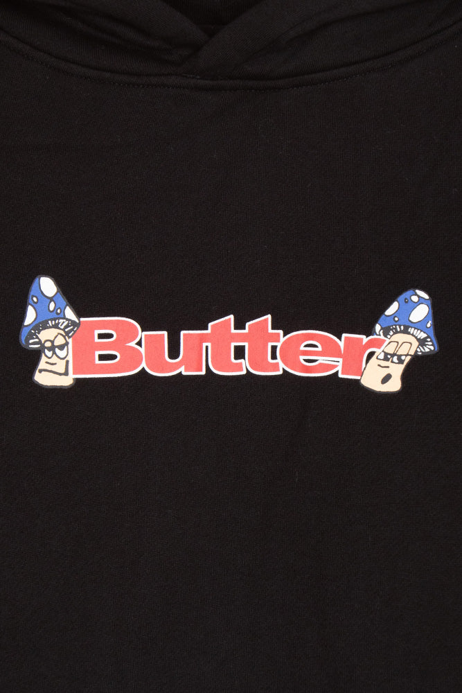 Butter Goods Shrooms Logo Hoodie Black - BONKERS