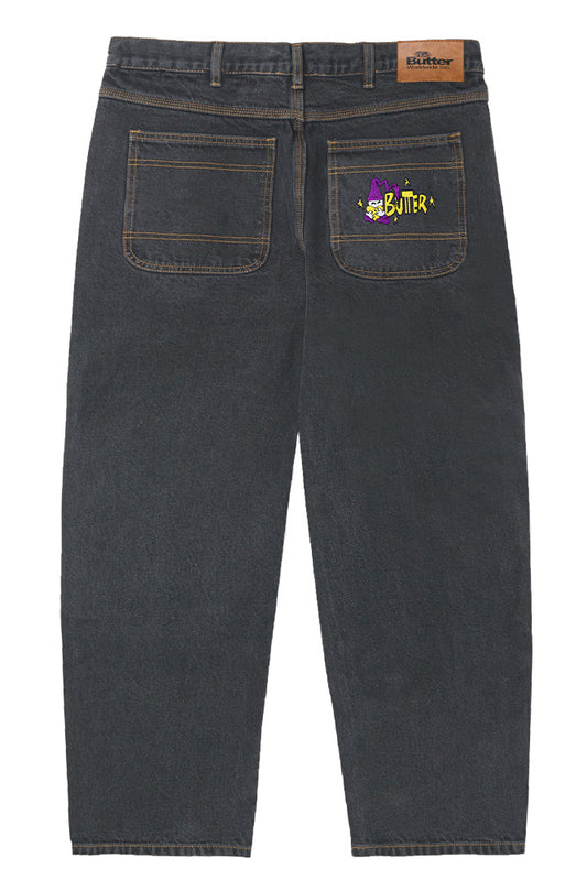 Butter Goods Wizard Denim Baggy Pant Washed Black - BONKERS