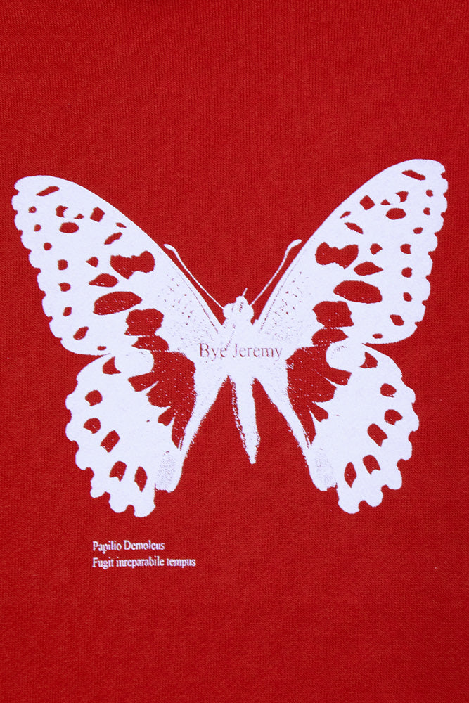 Bye Jeremy Butterfly Hoodie Red - BONKERS