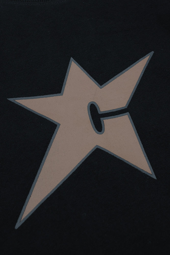 Carpet Company C-Star T-Shirt Black (Brown Print) - BONKERS